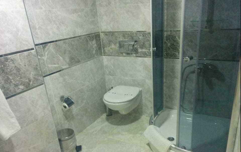Shower, free toiletries, hair dryer, slippers