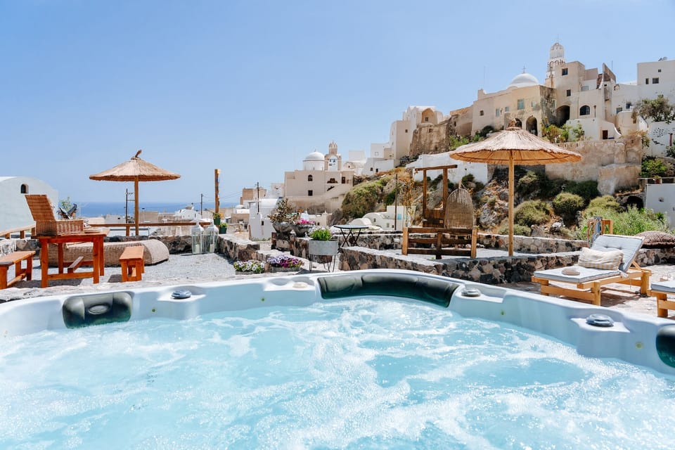 Sea & Castle View is our upper courtyard full equipped w jacuzzi - hot tub