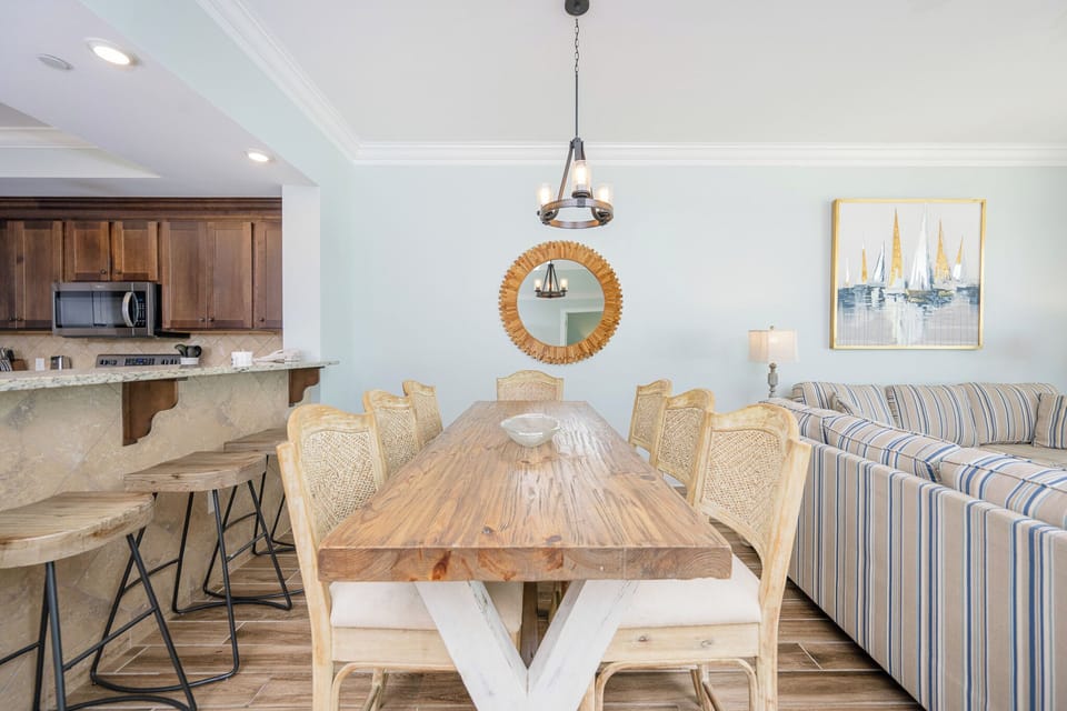 Gather around the spacious dining table for heartfelt conversations and laughter after a day by the coast