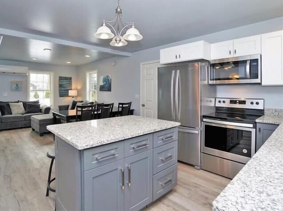 Fully equipped kitchen with stainless steel appliances