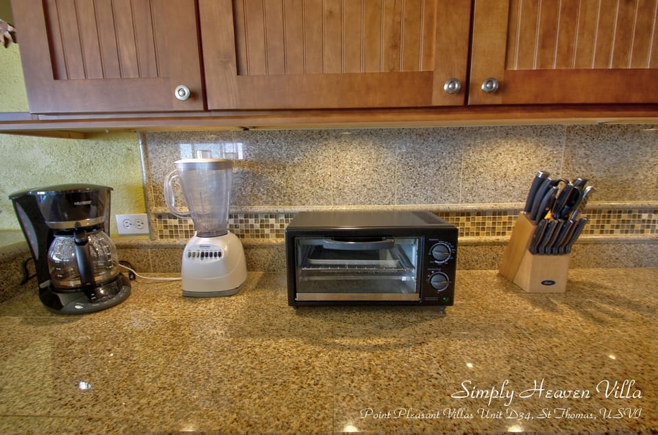 Coffee Maker, Toaster Oven, and Blender provided
