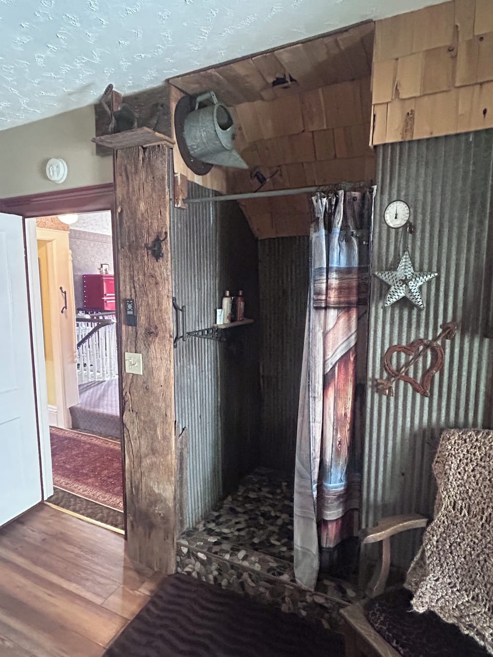 Jolly Rancher Barn Room | Bathroom | Hair dryer, bathrobes, towels, soap