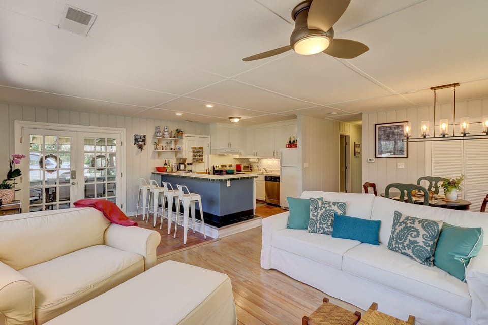 Living Area with Pine Wood Floors