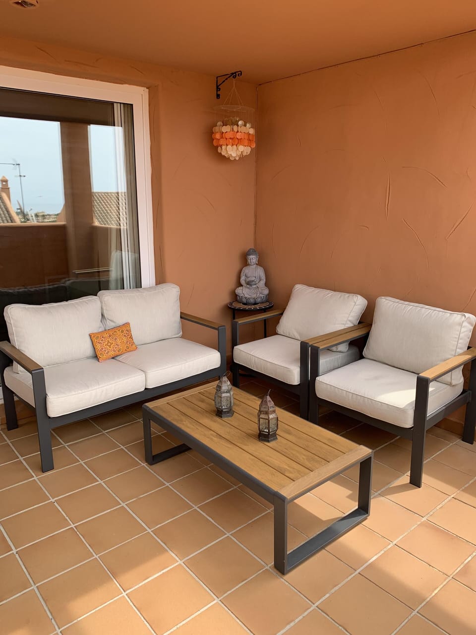 Comfortable seating on the front terrace