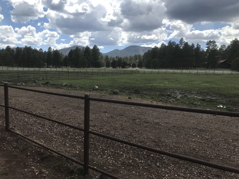 SW view from pasture fence in front of barn.