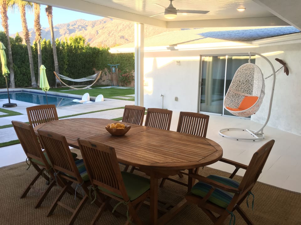 Dining at the covered patio