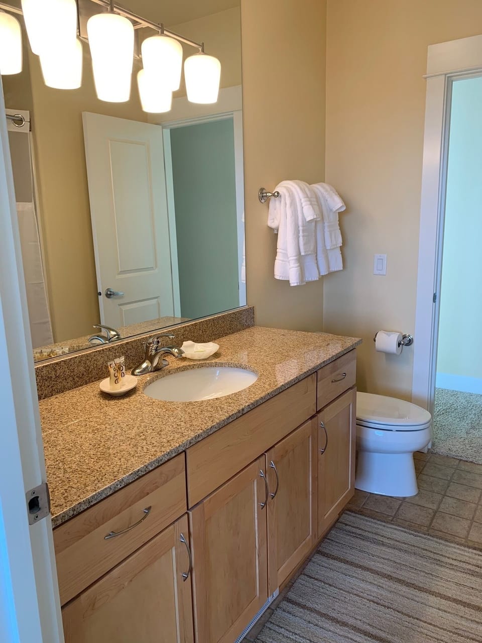 Bathroom with granite countertops