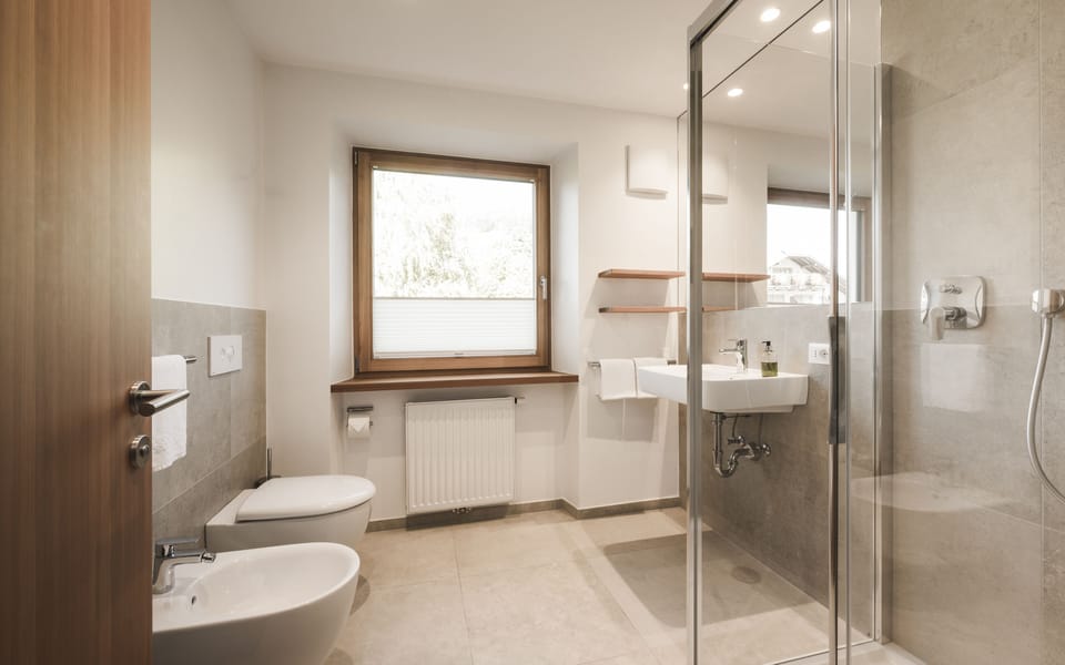 Panoramic Apartment, Garden View | Bathroom | Hair dryer, towels, toilet paper