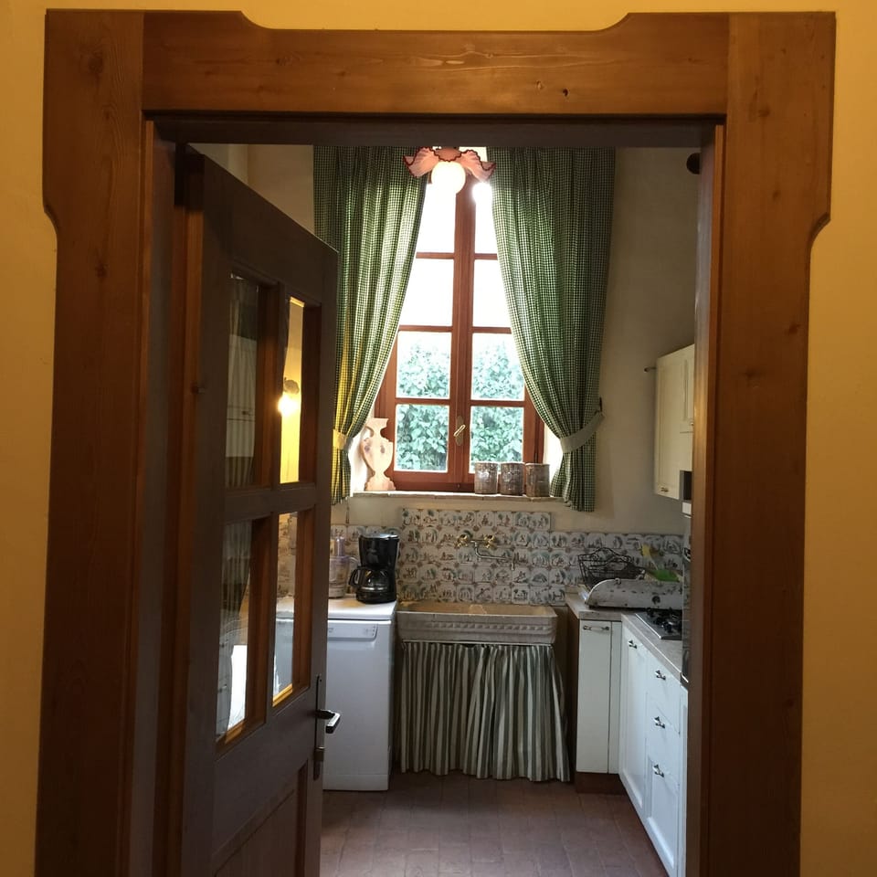 Rice mill's kitchen seen from the entrance hall