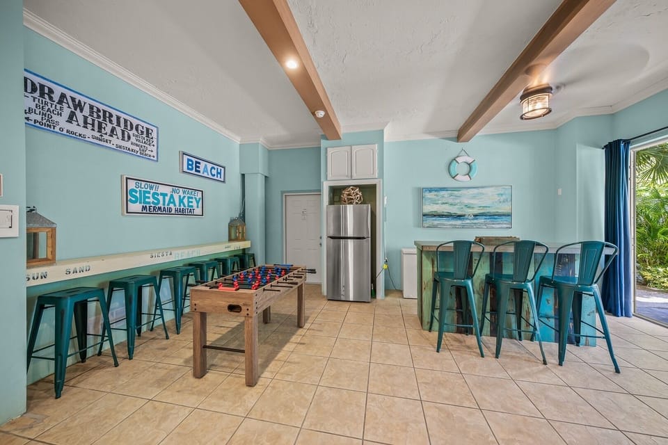 Fun social area with bar and foosball table