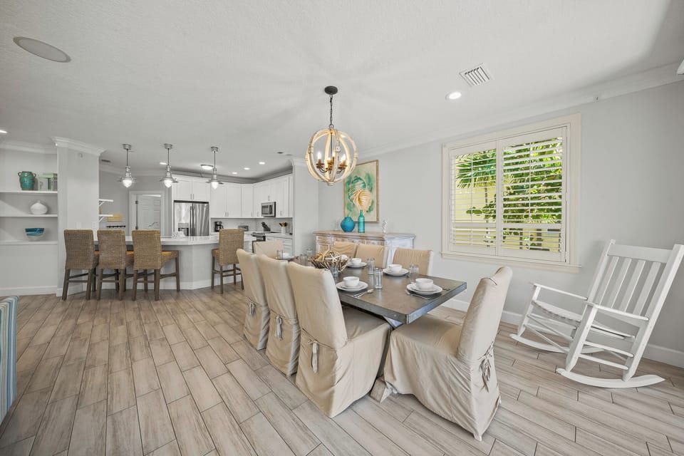 Indoor dining table with seating