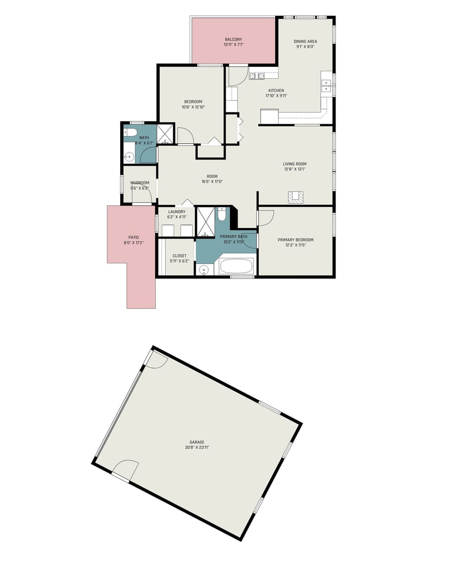 Townhome, 2 Bedrooms | Floor plan
