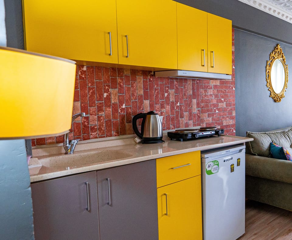 Fridge, electric kettle