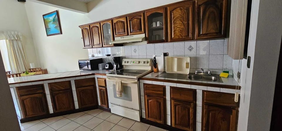 Full-size fridge, microwave, oven, stovetop