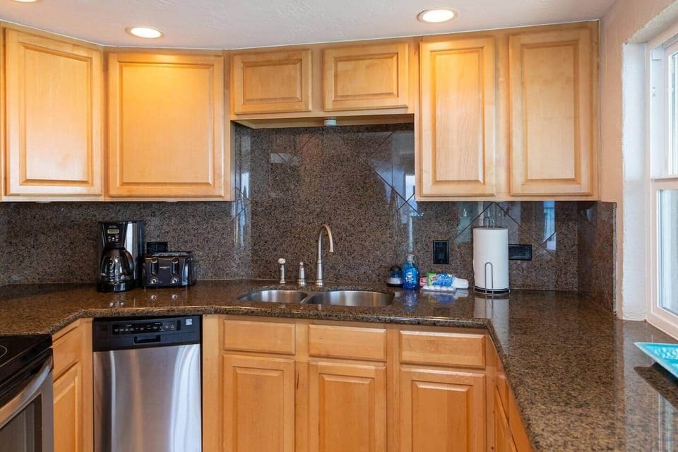Plenty of counter space in the kitchen.