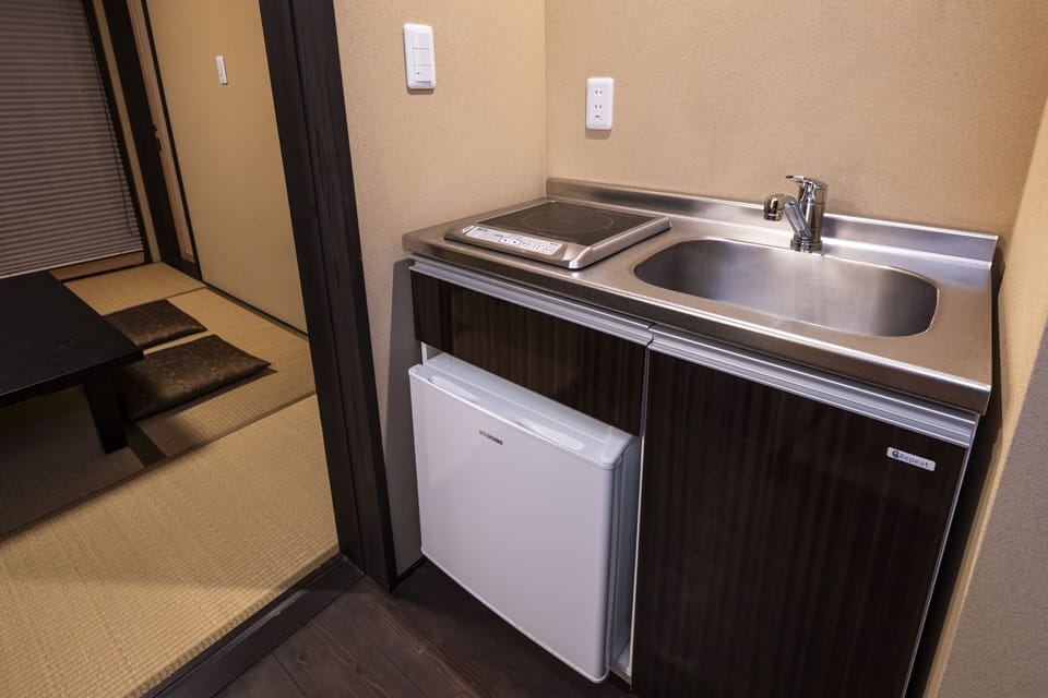 Japanese Town Style House | Private kitchen | Fridge, microwave, stovetop, coffee/tea maker