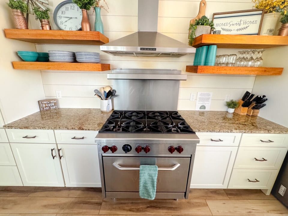 6 burner gas stove for cooking meals for your group!