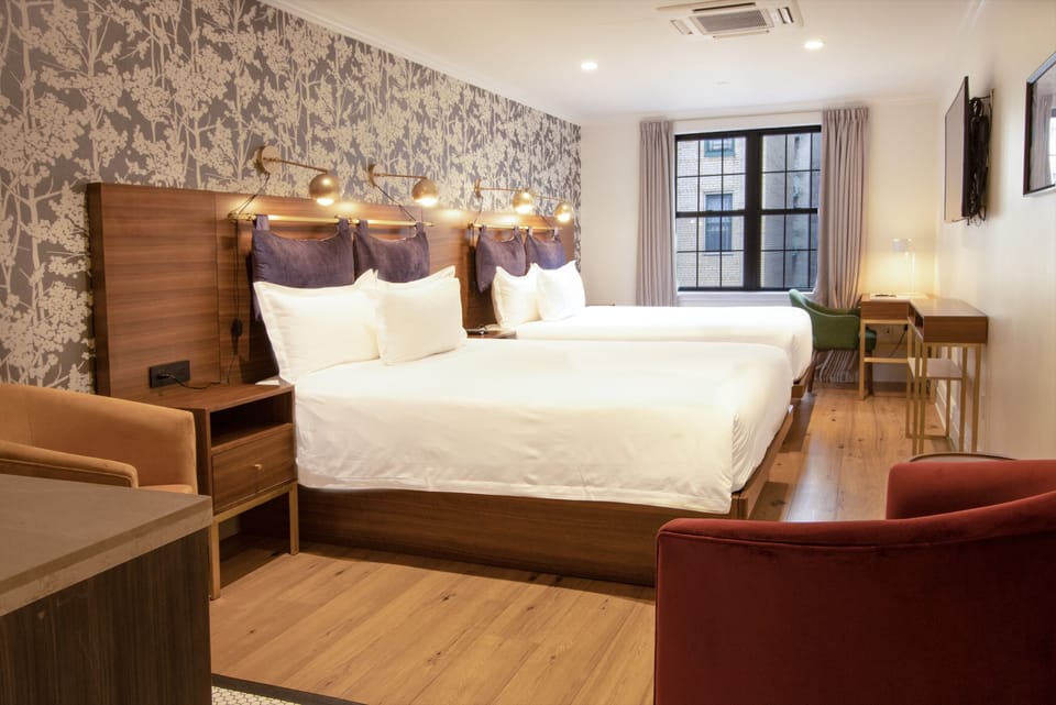 Double Queen | Egyptian cotton sheets, premium bedding, pillowtop beds, in-room safe
