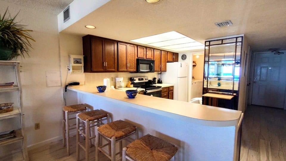 Indoors, Kitchen, Furniture, Refrigerator, Microwave