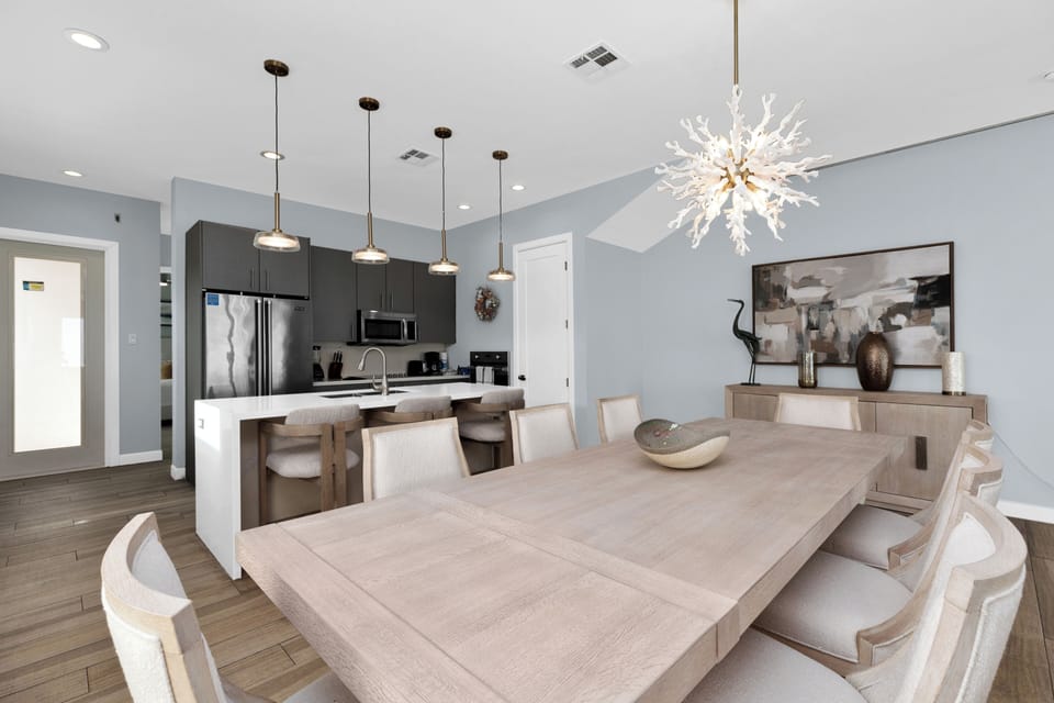 Open concept dining and kitchen area.