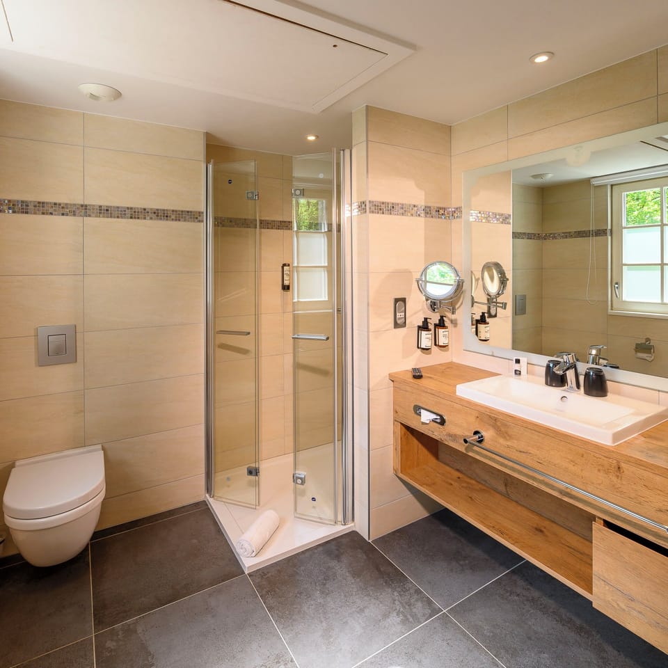 New - Prestige Double Room (The Park) | Bathroom | Hair dryer, towels