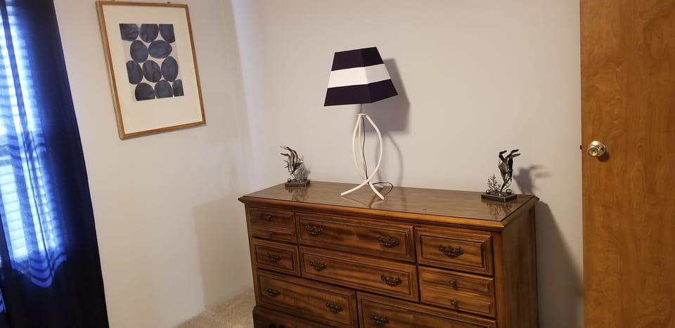 The third bedroom; the house has ample dresser space for long stays