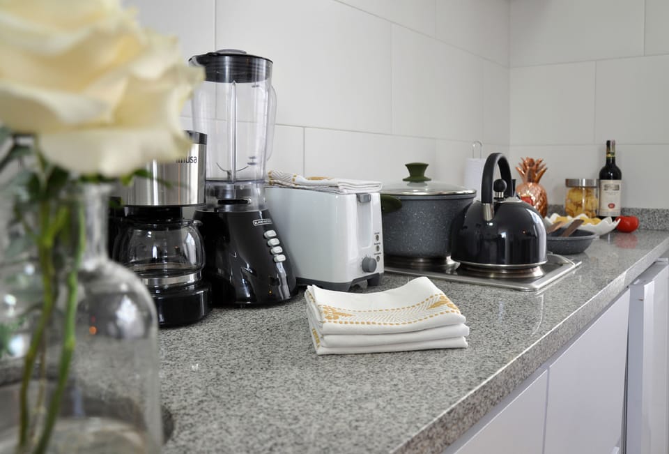 Bright, spotless kitchen with sleek design & all you need for effortless meals