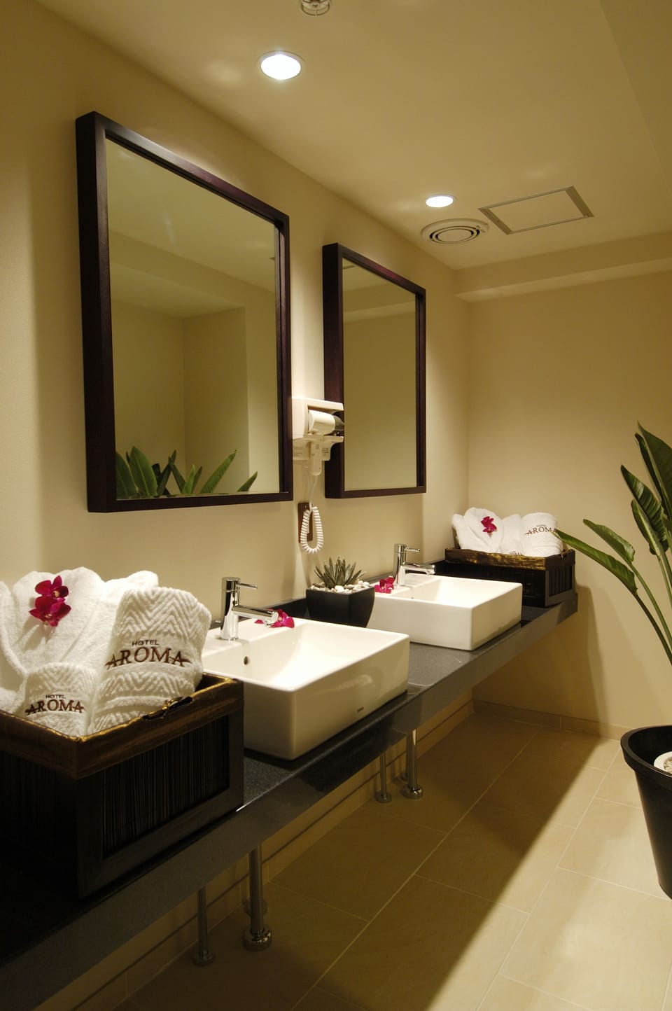 Separate tub and shower, deep soaking tub, free toiletries, hair dryer