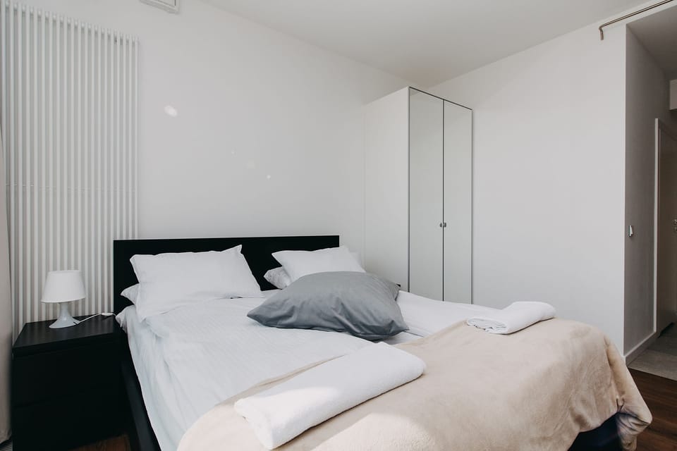 Exclusive Apartment, City View | Premium bedding, laptop workspace, blackout drapes, iron/ironing board
