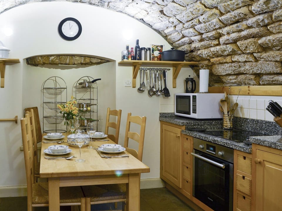 Kitchen/diner with barrel-vaulted stone ceiling | Braidwood Castle - Braidwood Castle, Braidwood, near Carluke