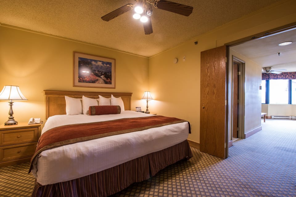Sink into the cozy bedding in the sleeping area.
