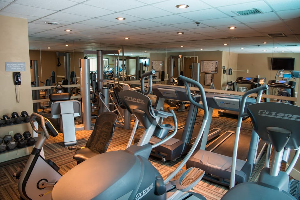 Keep up your fitness routine at the on-site gym!  - Please note that the fitness center will be closed until further notice due to COVID-19