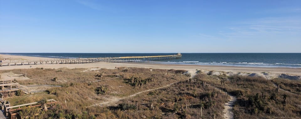 Panoramic view of pier from our deck