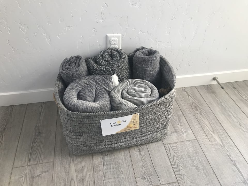 Blankets for your comfort on the roof. 