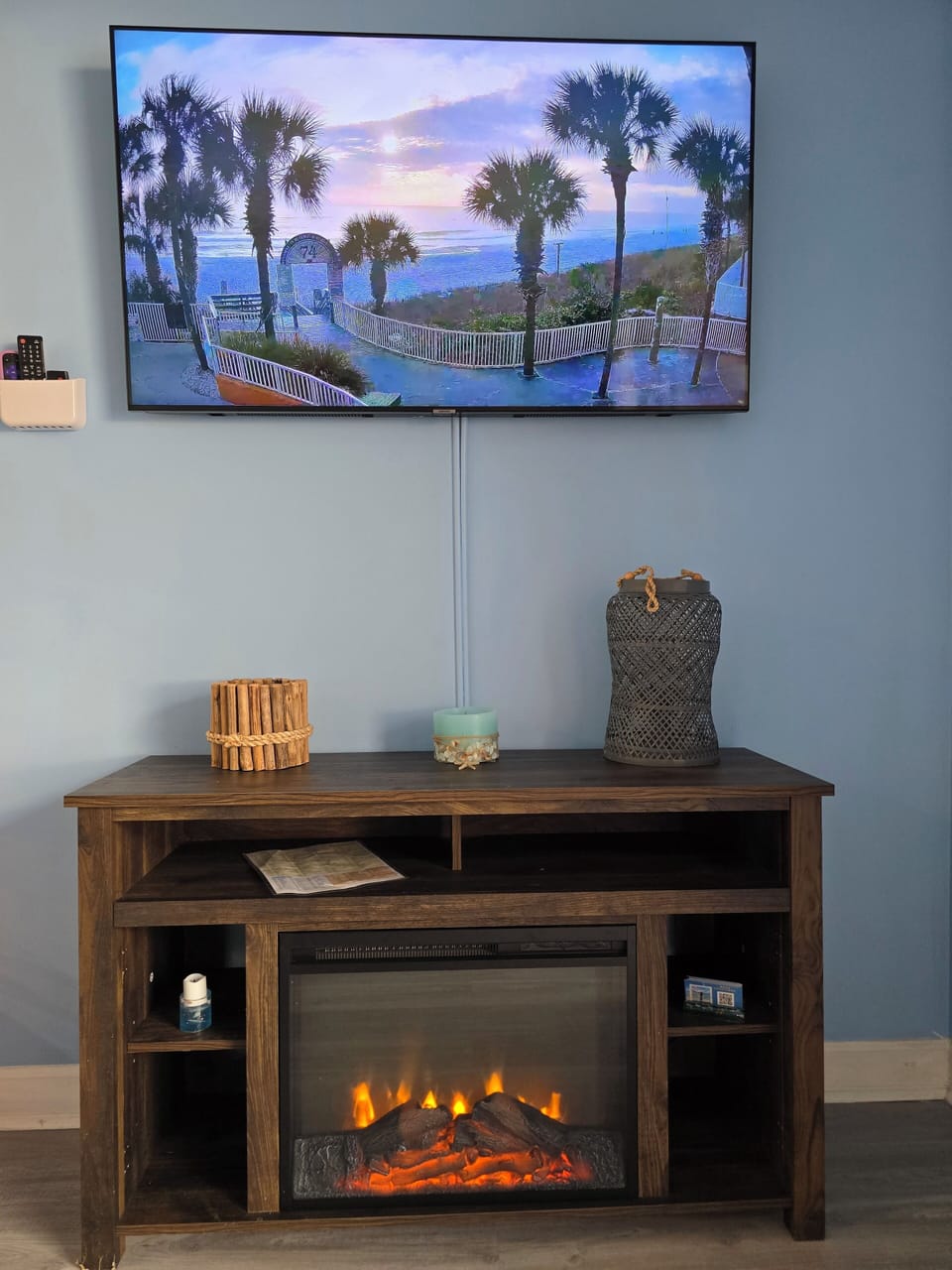 Cozy electric fireplace in the condo!