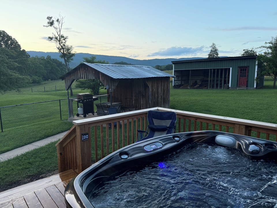 Micro silk 3-4 person hot tub overlooking mountains