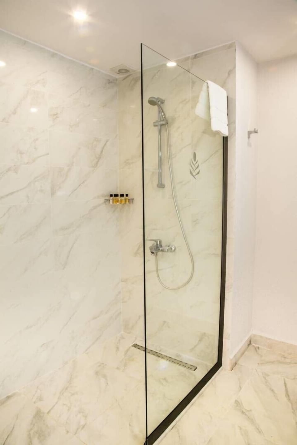 Shower, free toiletries, hair dryer, slippers