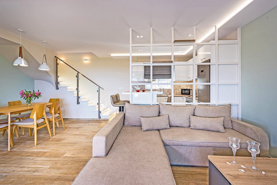 Family Villa, Sea View | Private kitchen | Fridge, microwave, oven, stovetop