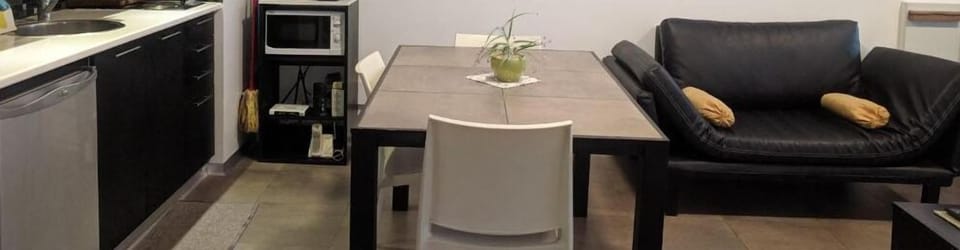 Fridge, microwave, oven, espresso maker