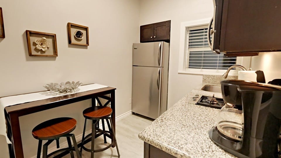 Kitchen table and bar stools, cozy spot for morning coffee!
