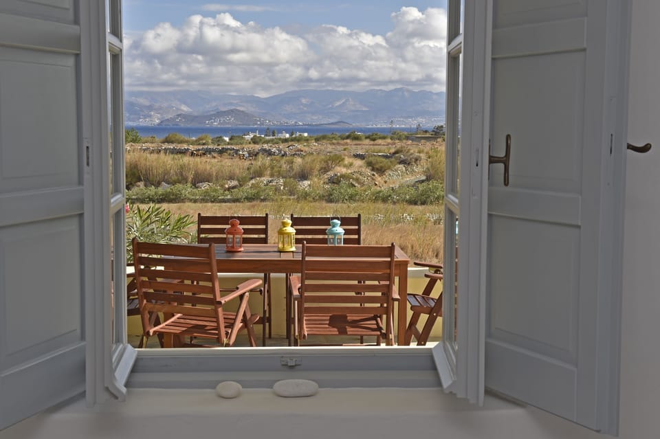view to Naxos island through eastern window of eastern bedroom  
