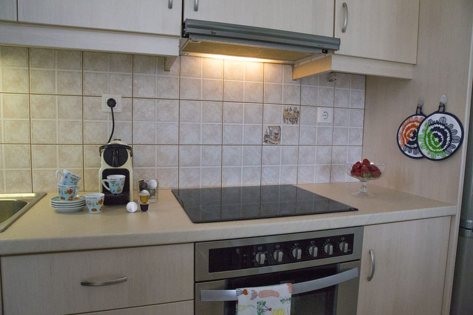 The fully equipped kitchen.