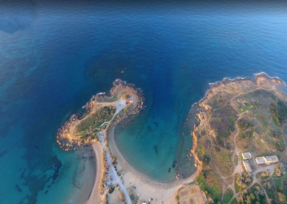Sonja 2 apartment,pool,Beachfront,Chania, bird's eye view