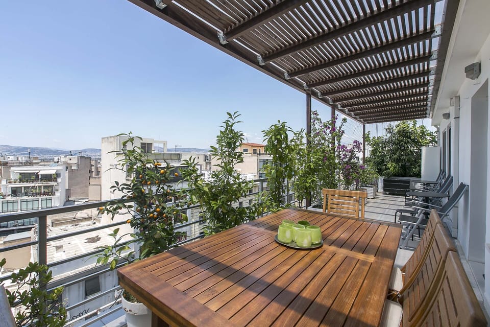 Pergola shaded terrace