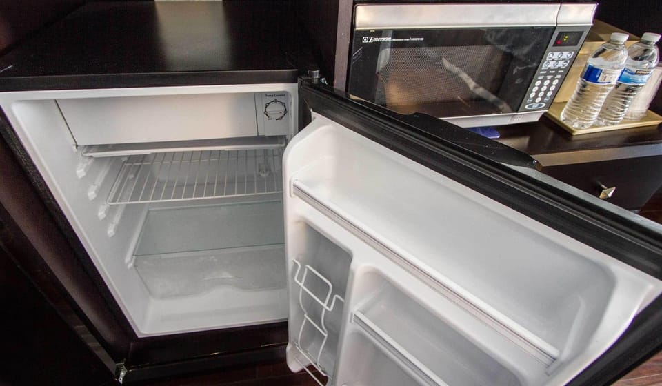 Fridge, microwave, coffee/tea maker