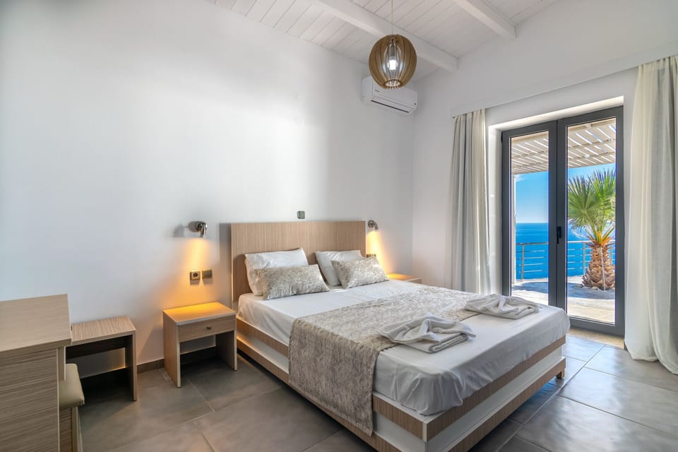 Comfortable bedroom of incredible sea view villa,Private pool,Tavern,Plakias,Crete