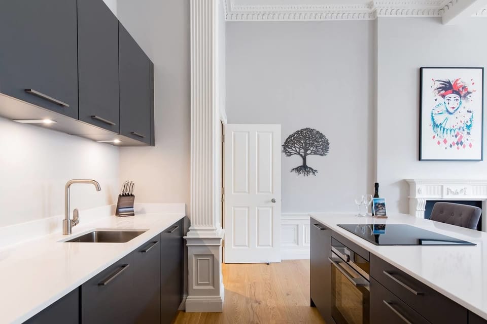 Apartment (1 Bedroom) | Private kitchen | Full-size fridge, oven, coffee/tea maker, electric kettle