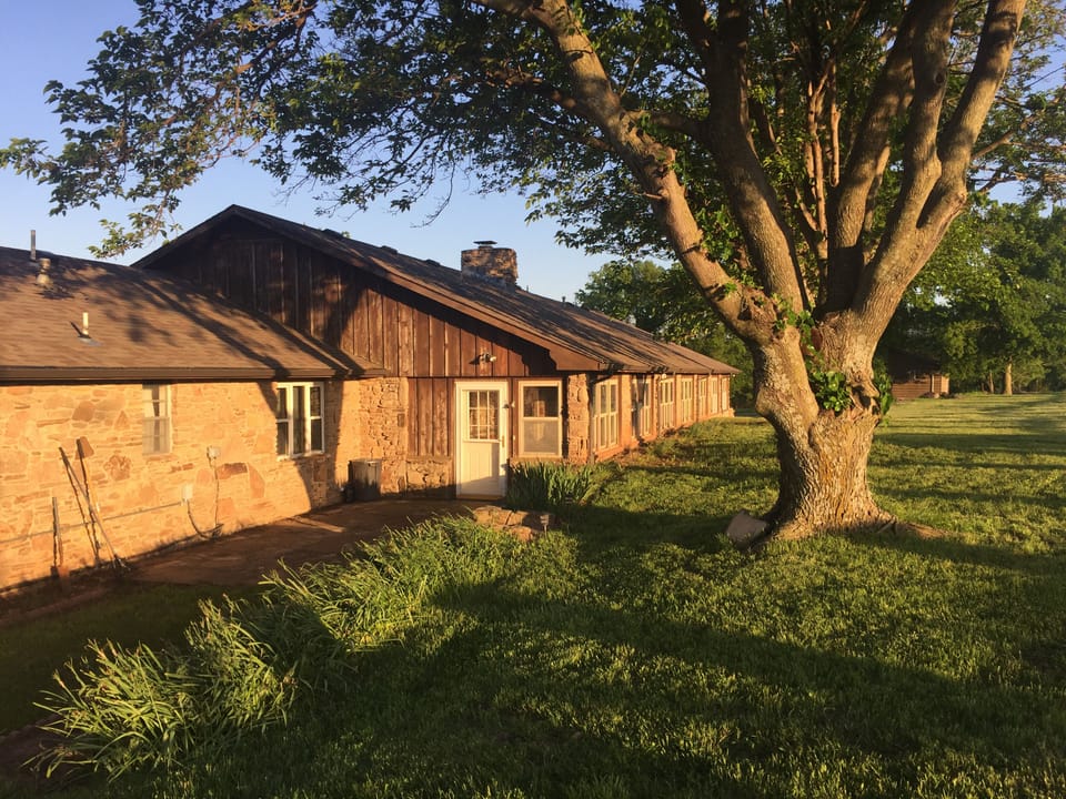 Back (west) view of the lodge. 