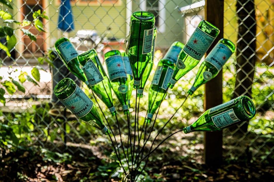 Karen's hand-crafted bottle tree!