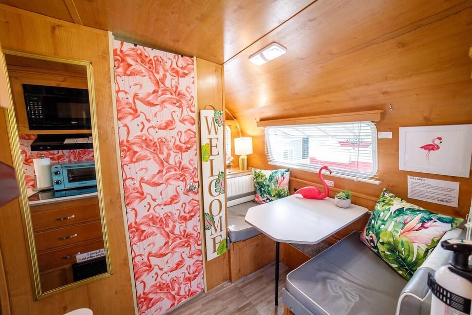Dining booth area that converts into a small twin size bed